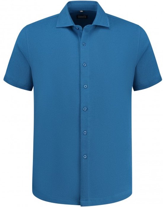GENTS - Overhemd Heren Korte Mouw pique blauw
