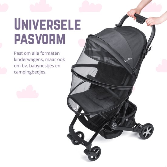 Casteleyn® - Muggennet voor de kinderwagen - Universeel - Ook voor babynest of campingbed - Buggyklamboe - Insectengaas - Klamboe - Muskietennet - Zwart van Casteleyn — afbeelding 2