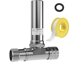 Tool Meister WSD18 Waterslagdemper 1/2 - Voor Wasmachine/Kraan/ed. - met T-stuk en Afdichtingstape - Verchroomd