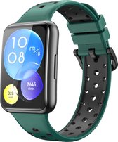 Bracelet en Siliconen - adapté pour Huawei Watch Fit 2 - vert foncé-noir