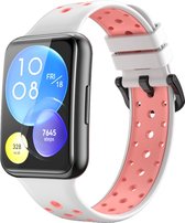 Siliconen bandje - geschikt voor Huawei Watch Fit 2 - wit-roze