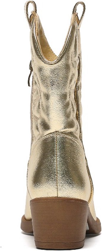 Smile Favorites® Dames Cowboylaarzen met Hak Kort - Goud - Imitatieleer - Maat 39 -