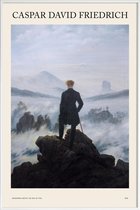 JUNIQE - Poster in kunststof lijst Friedrich - Der Wanderer über dem