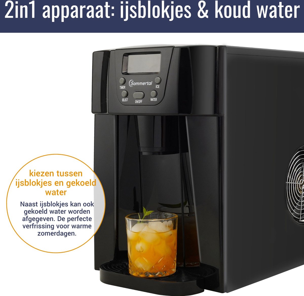 Sommertal Ice Cube Maker met Koudwaterfunctie EM12E Ice Maker met