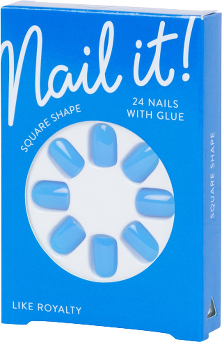 Nep Nagels - Kuntstof - Blauw - 24 Nagels met Lijm - Square Shape - Plak nagels - Kunstnagels - Square shape