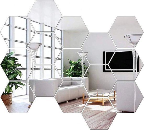 WallWraps® - Plakspiegel Hexagon 12 stuks - Wanddecoratie