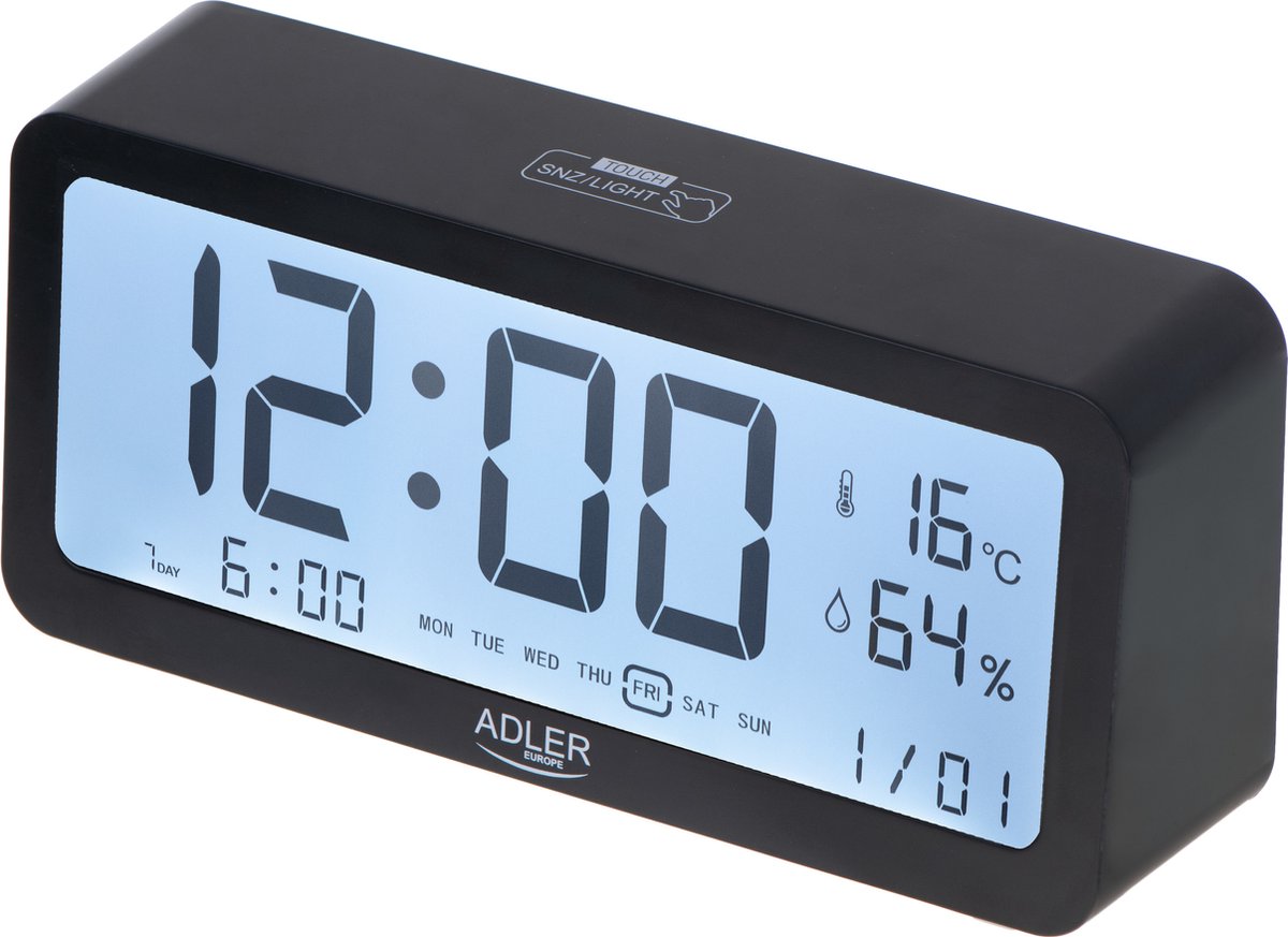 Adler AD1195W - Wekker op batterijen - Wit