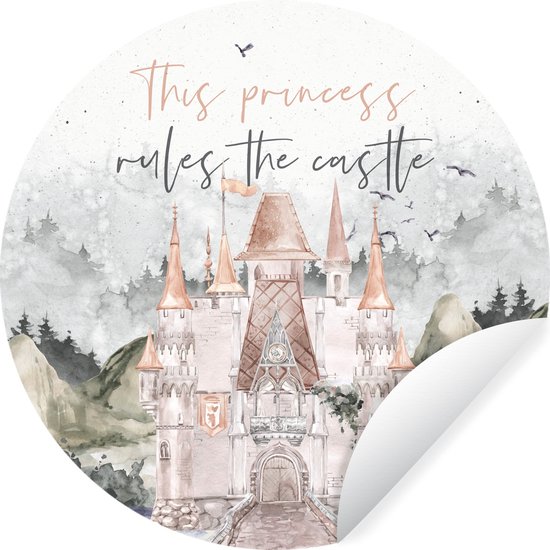 WallCircle - Stickers muraux - Cercle de papier peint - Citations - Princesse - Dictons - Cette princesse dirige le castle - Kids - Bébé - Bébé - ⌀ 140 cm - Cercle mural - Autocollant - Autocollant de papier peint rond