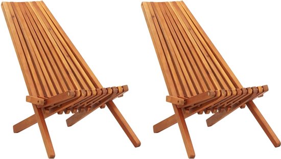 vidaXL - Loungestoelen - inklapbaar - 2 - st - massief - acaciahout