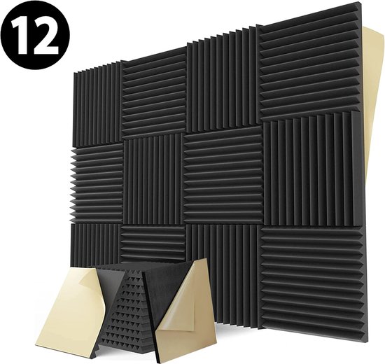 Imperatoris | Akoestische Panelen – 30x30x2.5cm – Zelfklevend – Geluidsisolatie – Geluidsdemper – Noppenschuim– Acoustic Foam Panels – Wandpaneel – 12 stuks