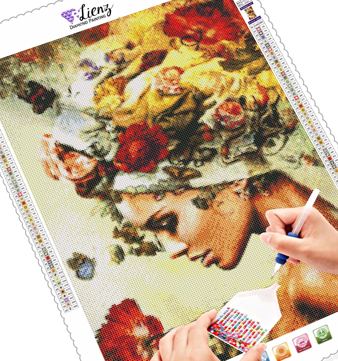 Lienz® Diamond Painting volwassenen 40x50cm – Rond – Vrouw – Bloemen – Vlinders – Rozen - Pakket Volwassenen — afbeelding 3