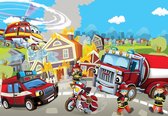 Papier peint photo - Pompiers intissé - Pompiers - Camion de pompiers - Camion de pompiers - 312 x 219 cm