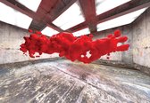 Fotobehang - Vlies Behang - Verfklodder in de Lucht - 3D Ruimte - 254 x 184 cm