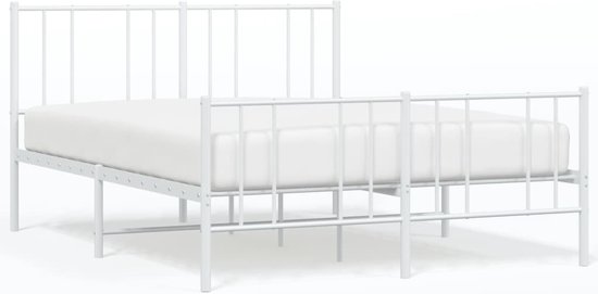 vidaXL Cadre de lit avec tête et pied de lit Métal Blanc 140 x 200 cm