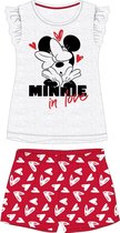 Minnie Mouse shortama/pyjama in love katoen grijs/rood maat 128