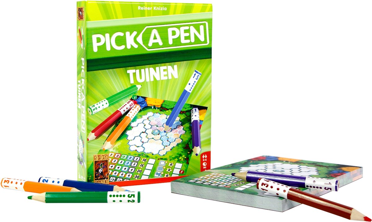 999 Games - Pick a Pen - Tuinen - Dobbelspel - Dobbelen met potloden - Scorevellen van 3 verschillende niveaus - Gezelschapsspel - Familiespel - Klein cadeautje - bevat spelregels in NL en EN — afbeelding 10