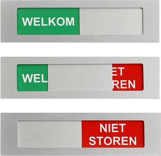 Foto: Schuifbordje welkom niet storen xl 170 mm x 42 mm x 4 mm bevestiging 3m plakstrip aluminium schuif met 4 mm dikte geen blok op je deur promessa design 