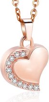 Luxe Ashanger - met Ketting - Voor As, Haren of Parfum - Assieraad - As Ketting - Gedenksieraad - Urn - Incl. As vuller en Opbergzakje - Pink Hearth