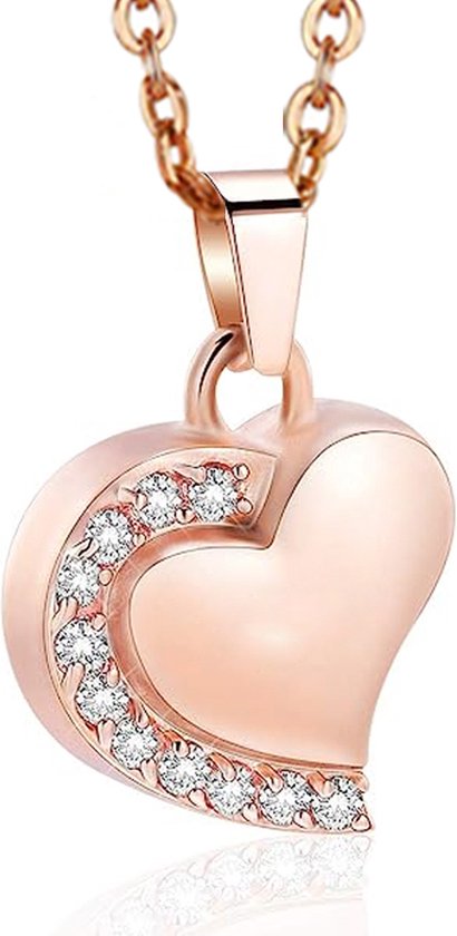 Luxe Ashanger - met Ketting - Voor As, Haren of Parfum - Assieraad - As Ketting - Gedenksieraad - Urn - Incl. As vuller en Opbergzakje - Pink Heart