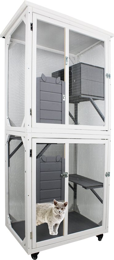MaxxPet Cage pour chat - volière pour chat - 82x80x180cm - Grijs | bol