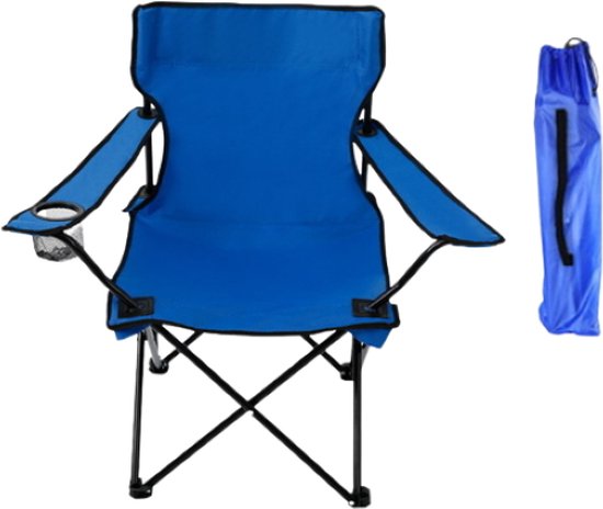 Campingstoel - Blauw - Vouwstoel - Vissersstoel - Viskrukje - Kampeerstoel - Klapstoel - Buiten - draaggewicht 100kg - Opvouwbare stoel