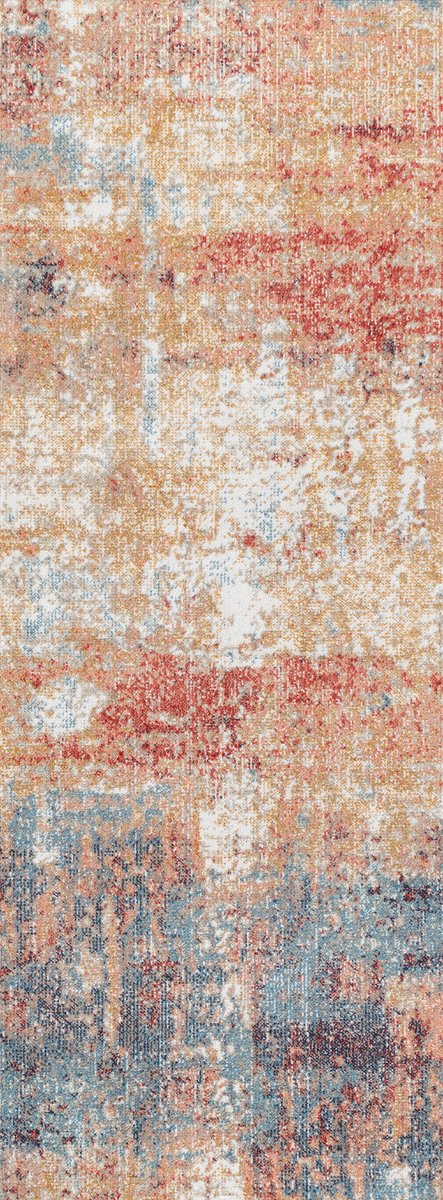 SURYA - SAMIRA - Modern abstract design Tapijt - Rood/blauw - Geschikt voor buiten
