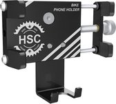 HSC Aluminium telefoonhouder fiets - GSM houder - universeel - telefoonhouder scooter & motor - Zwart