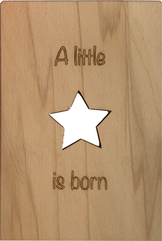 Woodyou - Houten wenskaart - A little star is born