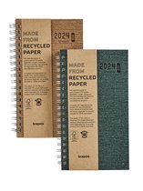 Brepols Agenda 2024 • Ecorama Kazar • Gerecycleerd papier• wire-O • hardcover • 9 x 16 cm • Bruin