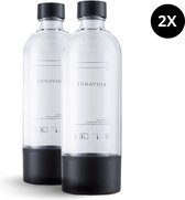 LunaVida's herbruikbare flessen 2stuks - 1 liter fles - Compatibel met bruiswatertoestel van Lunavida - Zwart