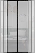 Magnetische hordeur, snij-tot-breedte deurgordijn met haak- en lussluiting, zware vliegnetten voor deuren (zwart, 155 x 250 cm)
