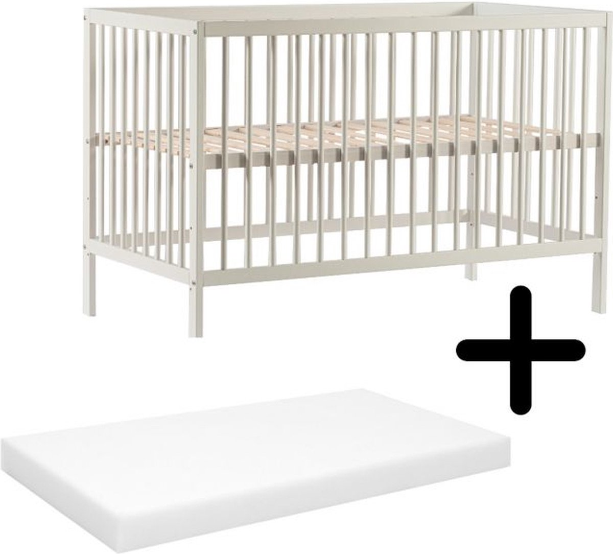 Bol.com Cabino Baby Bed Mees Wit 60 x 120 cm Met Matras aanbieding