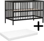 Cabino Baby Bed Mees Zwart 60 x 120 cm Met Matras