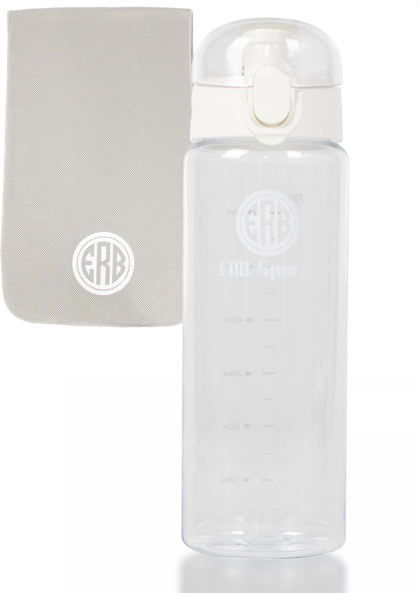 ERB® Drinkfles Kinderen & Volwassenen - Sportfles Fitness - Transparant Wit - kerstcadeau - kerstcadeau