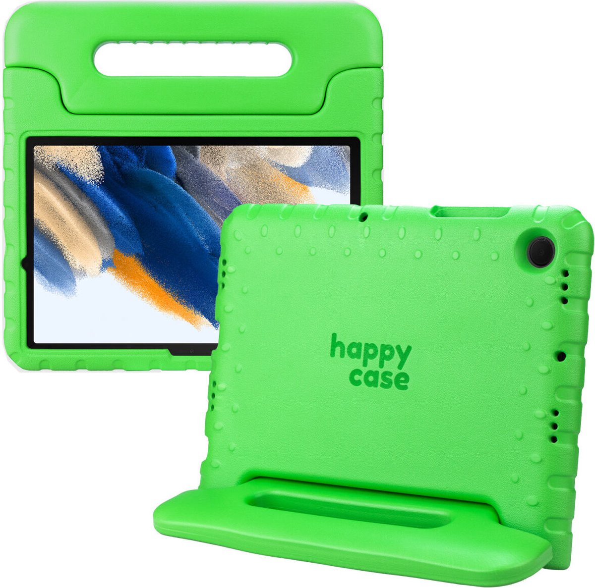 HappyCase Kinder Tablethoes Geschikt voor Samsung Tab A8 | Kindvriendelijke Hoes | Beschemhoes | Kinderhoes | met Handvat en Standaard | Groen