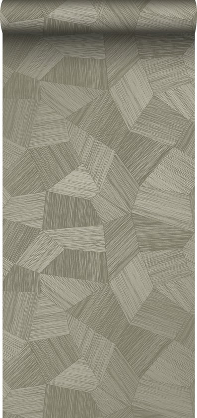 Origin Wallcoverings eco-texture vliesbehang grafisch 3D motief kaki grijs - 347821 - 0.53 x 10.05 m