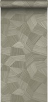 Origin Wallcoverings eco-texture vliesbehangpapier grafisch 3D motief kaki grijs - 347821 - 0.53 x 10.05 m