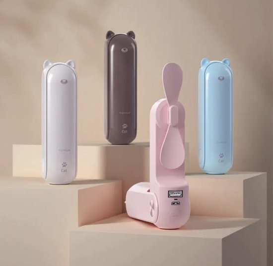 3-in-1 Mini Ventilator Wit – Oplaadbare USB Ventilator, Powerbank 2000mAh, Zaklamp, Stil, Draagbaar