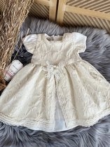 luxe feestjurk-bruidsjurk-doopjurk-doopkleding-doopsel-bruiloft-fotoshoot-baby jurk-beige ivoor kleur - goudkleur-glitter- 3 tem 6 maanden