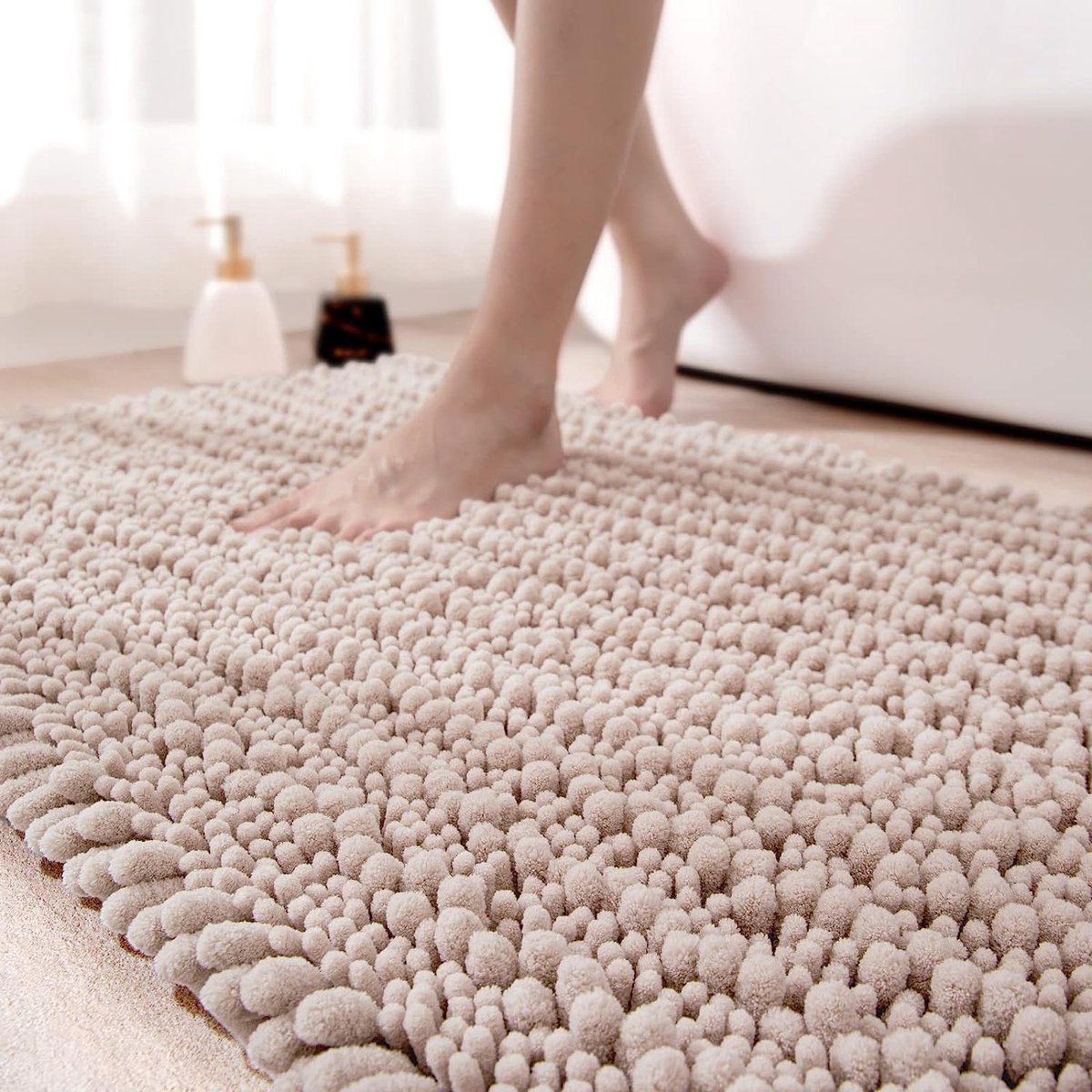 Badmat - Mat Voor In De Badkamer Antislip Chenille Badkamertapijt 40 X 60 Luxe Absorberend Zacht Douchemat Machinewasbaar Roze