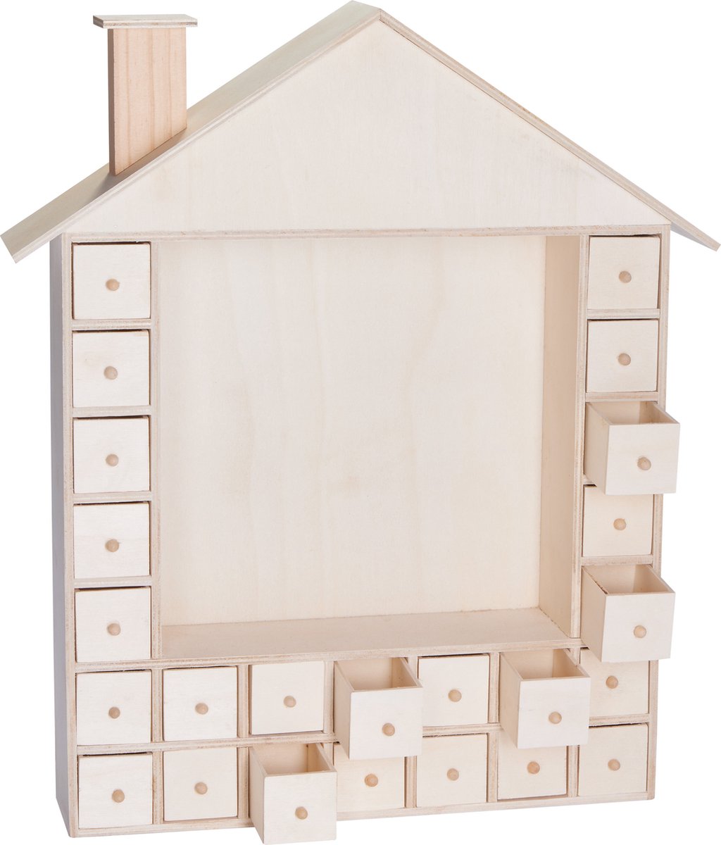 BRUBAKER Herbruikbare Adventskalender te Vullen met 24 Lades - DIY Kerstkalender om te Schilderen, Knutselen en Zelf te Ontwerpen - Blanco - 40,3 cm Hoog — afbeelding 3