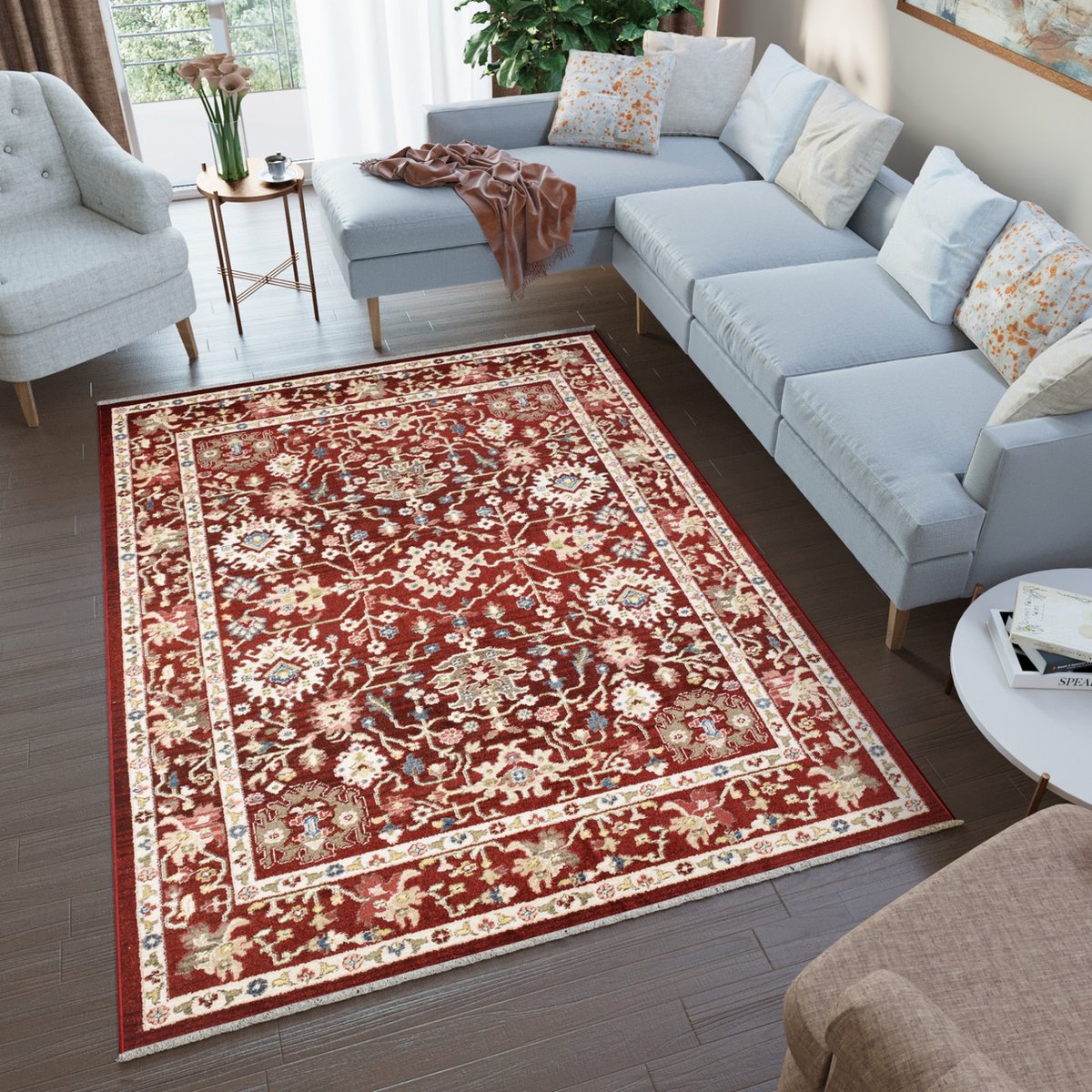 Tapiso Rivoli Vloerkleed Rood Kleed Vintage Oriental Tapijt Maat- 160x225 Rood 5