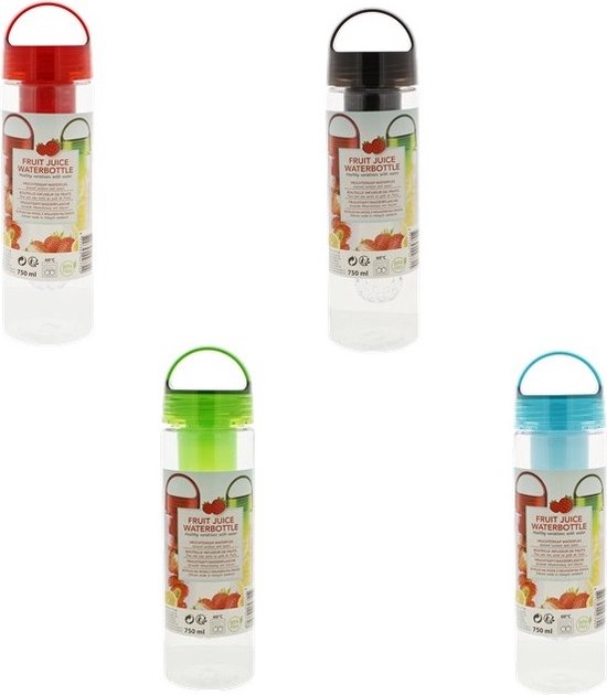 Waterfles met fruit filter Fruit juice waterbottle zwart bol