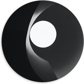 Dibond Muurcirkel - Witte Cirkel Omringd door Grijze en Zwarte Vlakken - 60x60 cm Foto op Aluminium Muurcirkel (met ophangsysteem)