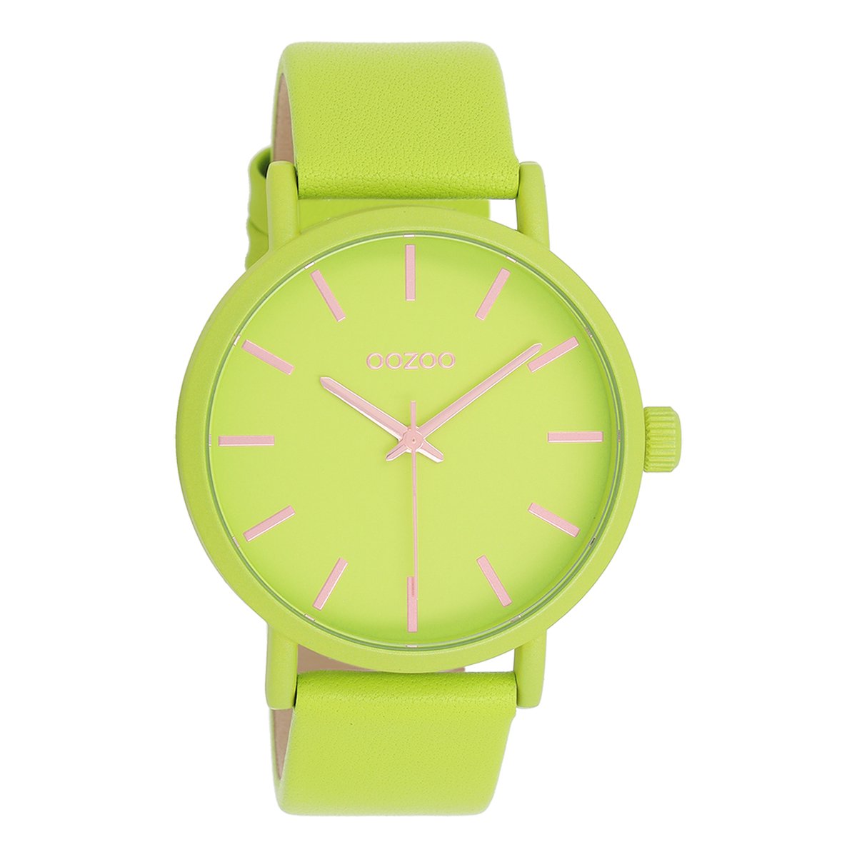 OOZOO Timepieces - Limoen groene OOZOO horloge met limoen groene leren band - C11177