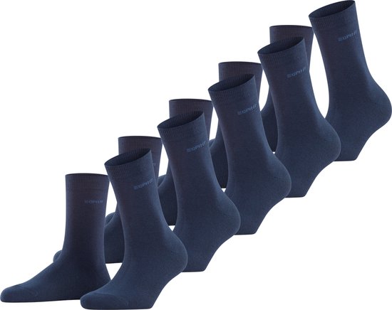 Esprit Solid 5-Pack duurzaam organisch katoen multipack sokken dames blauw - Maat 36-41