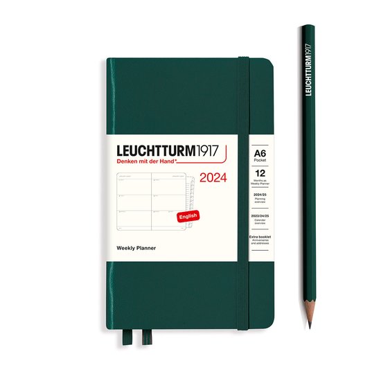 LEUCHTTURM1917 370584 Weekplanner 2025, Composition B5, hardcover, 12- maanden-kalender, 80 g, gelinieerd, bosgroen