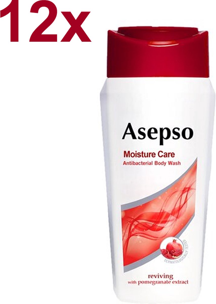 Asepso - Moisture Care - Antibacteriële - Body Wash/Douchegel - 12x 250ml - Voordeelverpakking