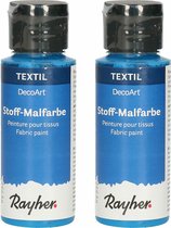 2x Bouteille de peinture tissu bleu 34 ml - Peinture acrylique pour tissu