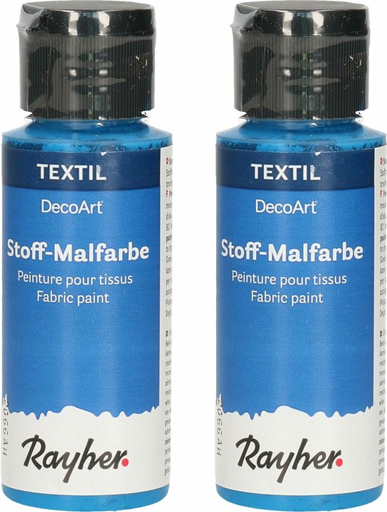 2x Bouteille de peinture tissu bleu 34 ml - Peinture acrylique pour tissu |  bol.com
